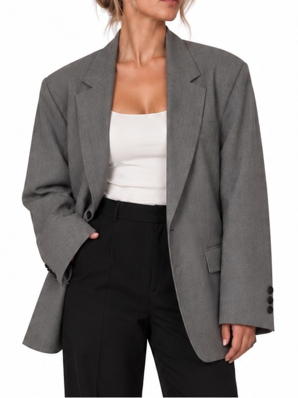 Theory Women’s Wool Oversized Blazer, Grey